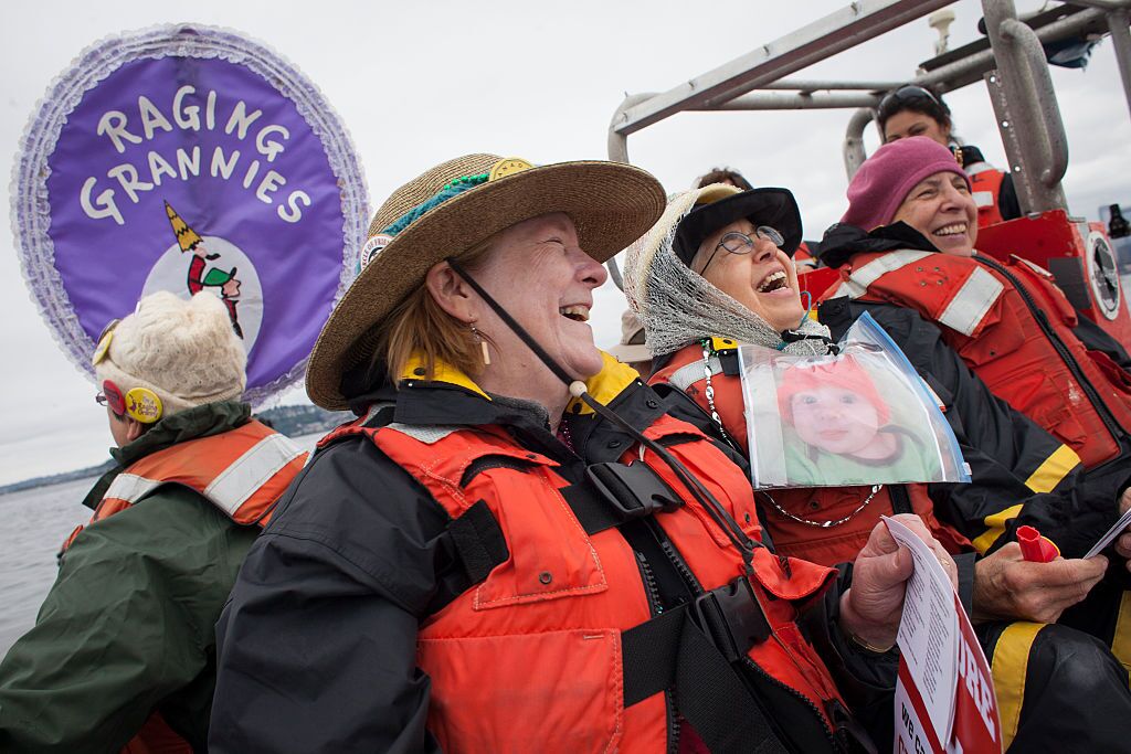 Raging Grannies in demonstration