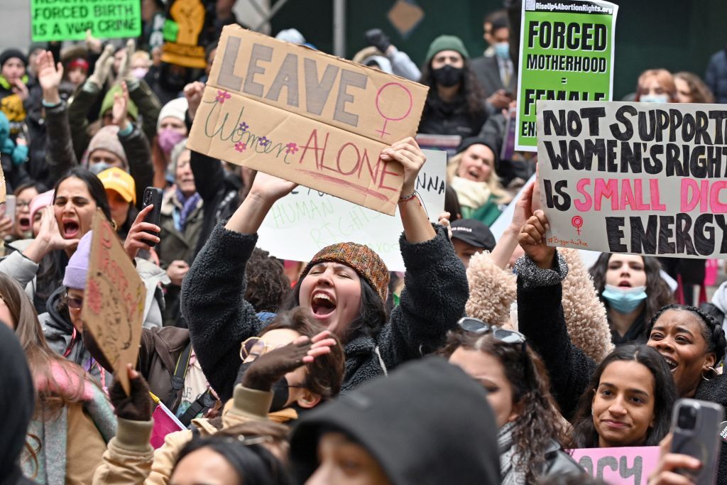 Demonstrators at the National Women’s March in New York