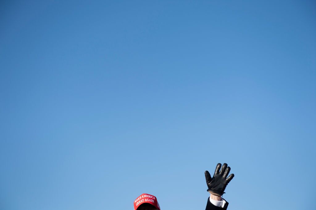 President Donald Trump speaks at a rally.